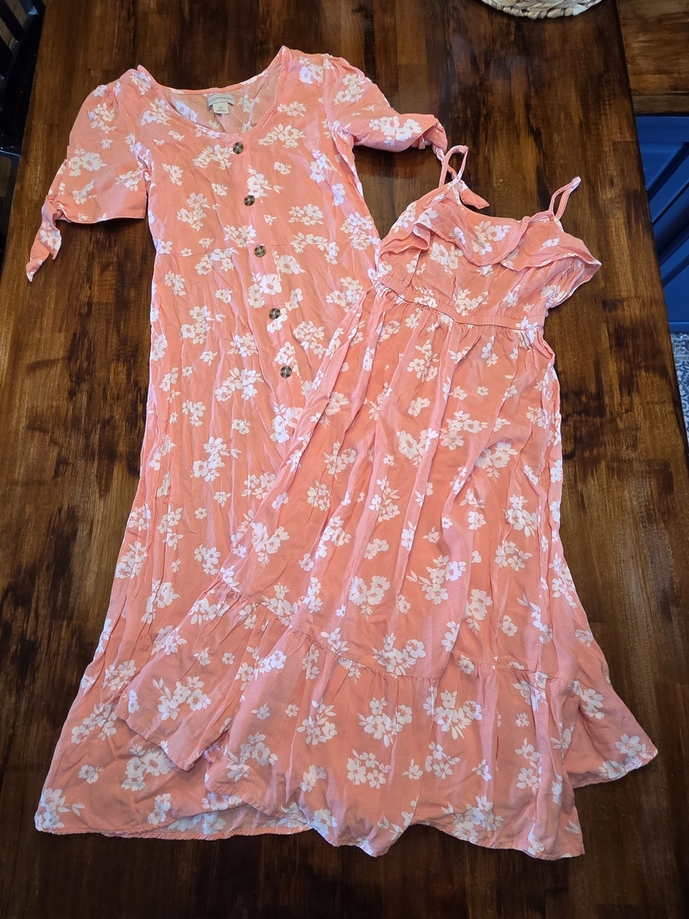 Peyton & Parker Women's XS Coral Cottage Floral Dress Matching Mini XS Dress